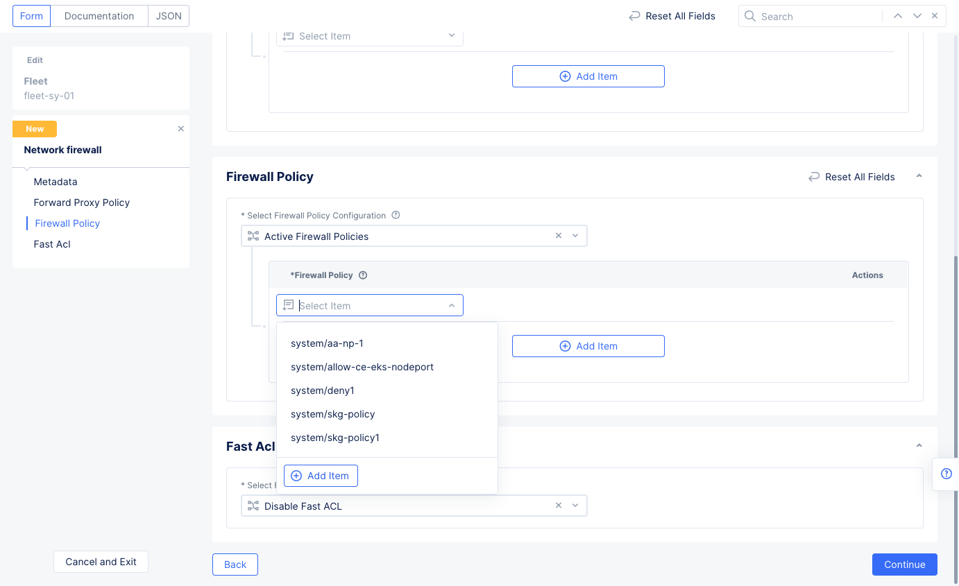 Figure: Network and Policy for Network Firewall