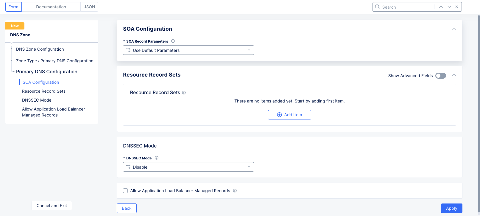 Figure: DNS Primary Configuration