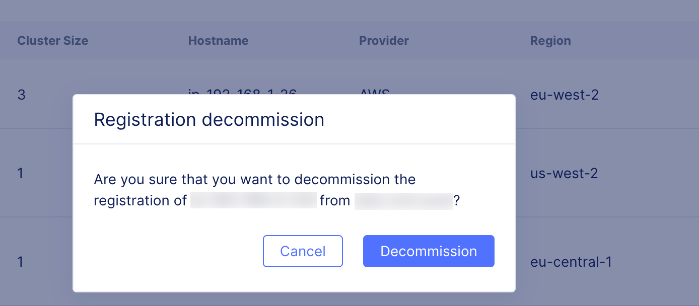 Figure: Confirm Decommission Site