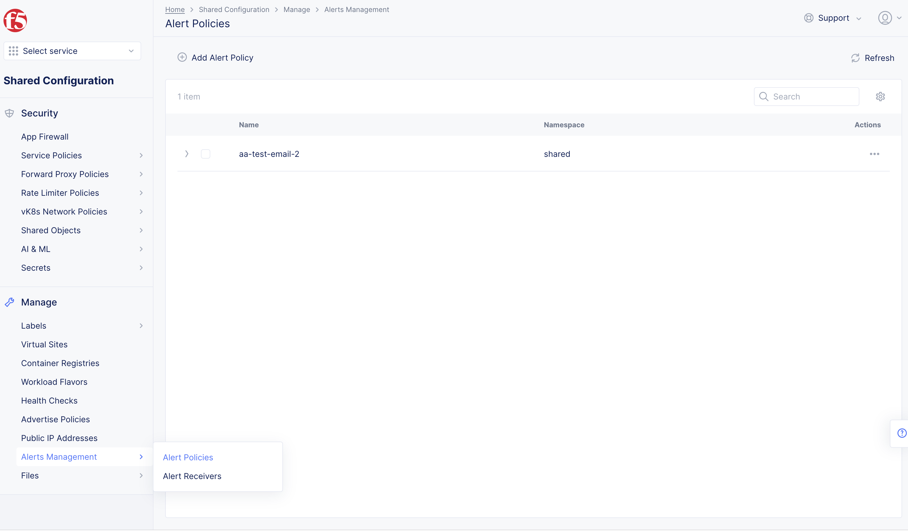 Figure: Create Alert Policy