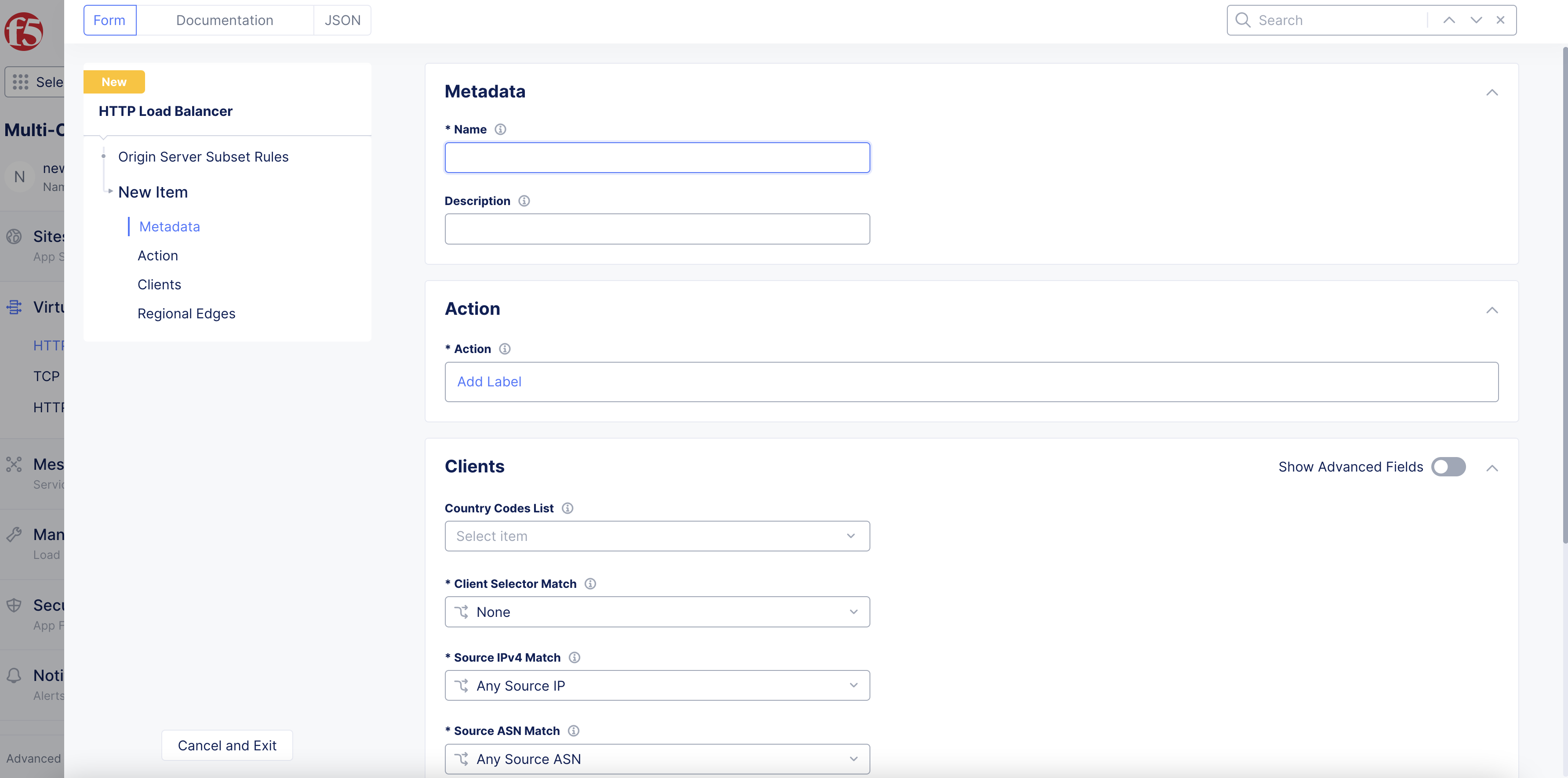 Figure: Origin Server Subset Rule Configuration