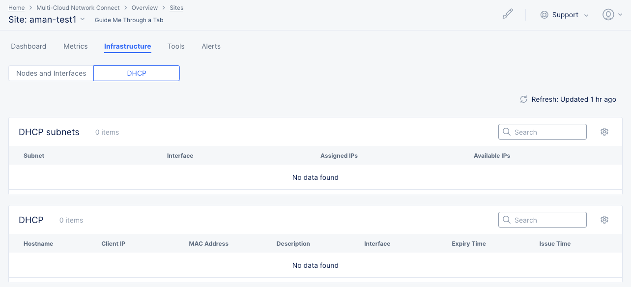 Figure: Site Infrastructure DHCP